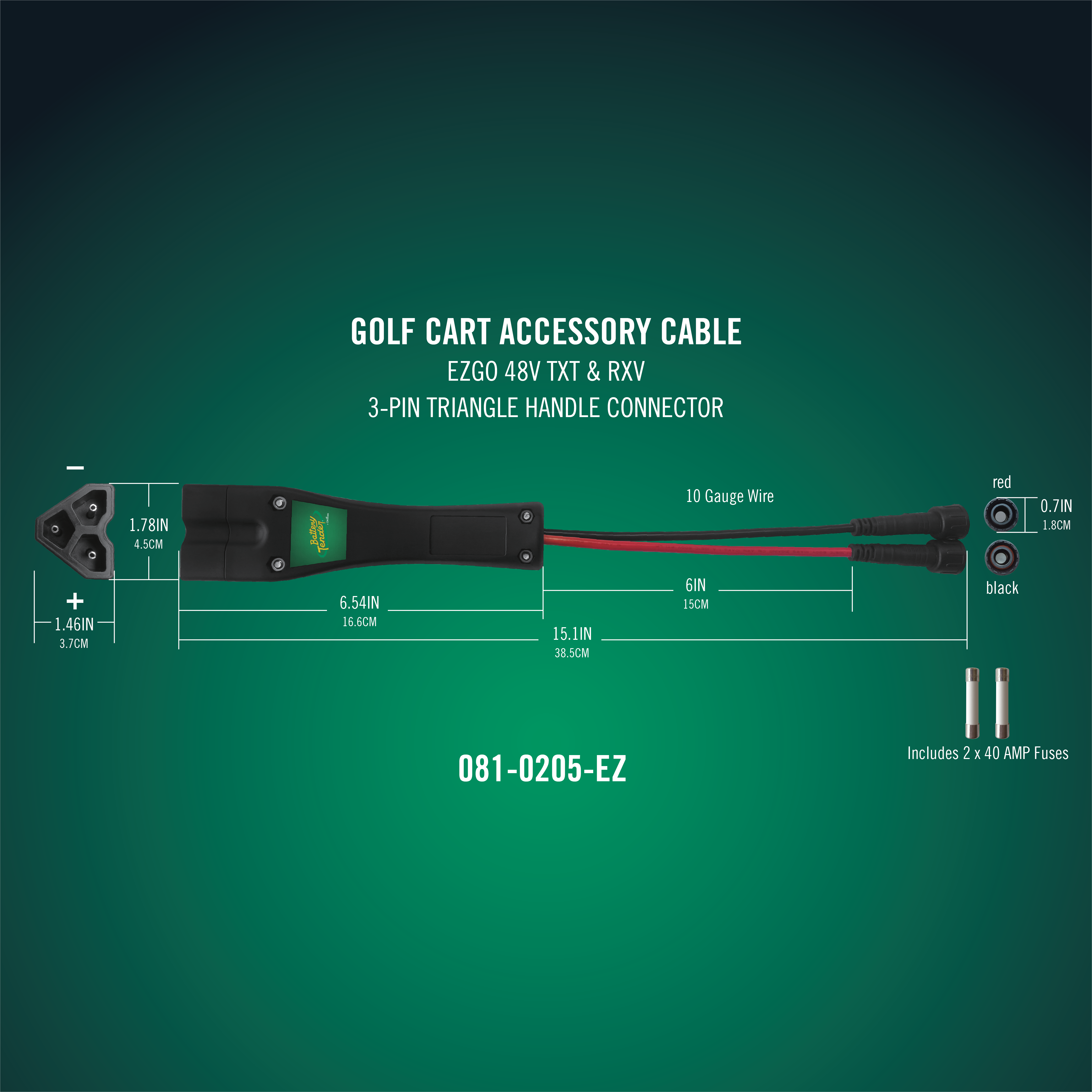 PowerPlus 48V DC Plug - E-Z-GO 3-Pin Triangle Handle - Battery Tender®