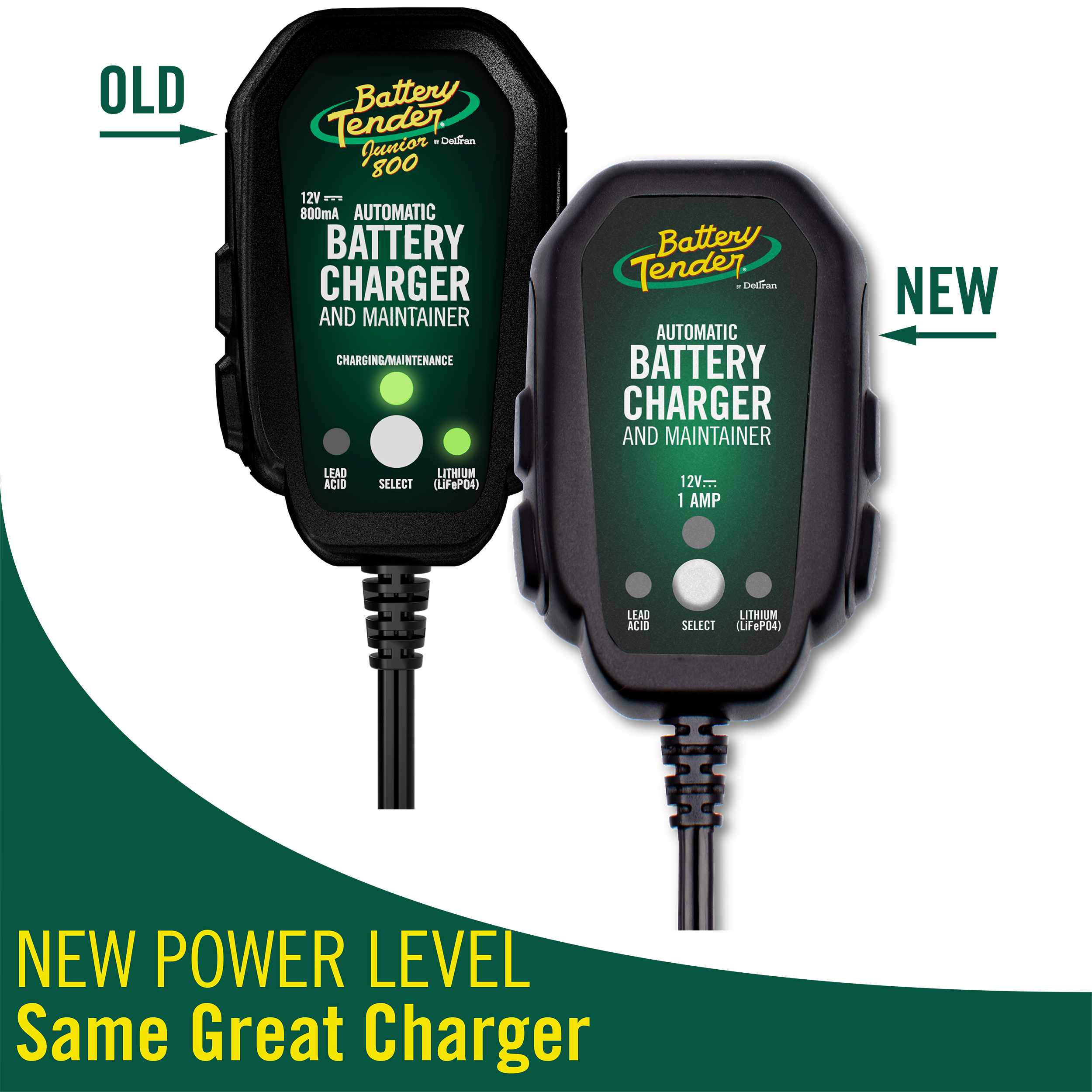 Battery Tender Junior 1 AMP 12V Selectable Chemistry Battery Charger and Maintainer