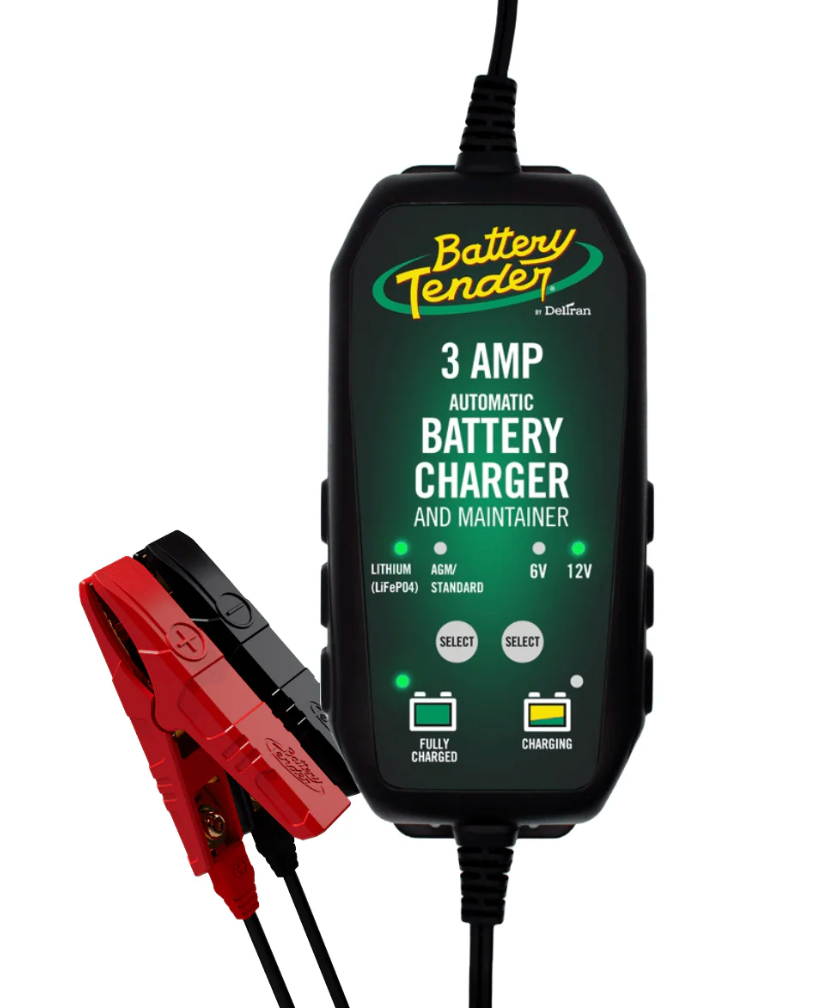 Battery Tender® charger connected to a car battery, showcasing the best battery charger for matching amps safely.