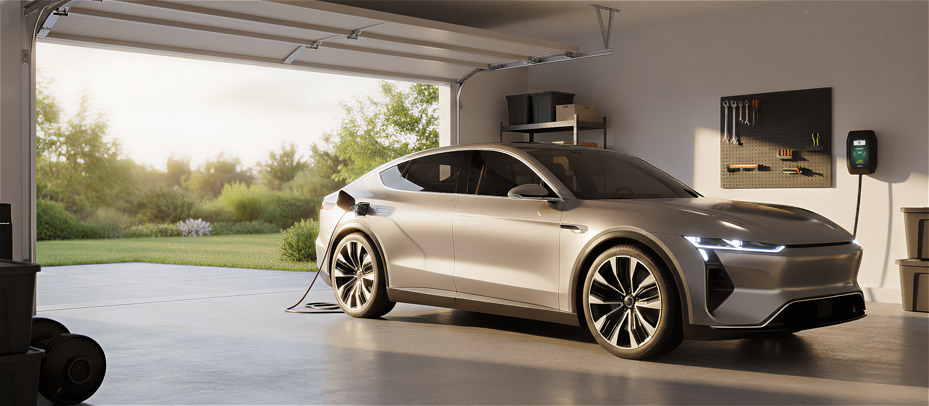 Battery Tender® Level 2 EV charger mounted in garage — electric vehicle charging station installation guide setup