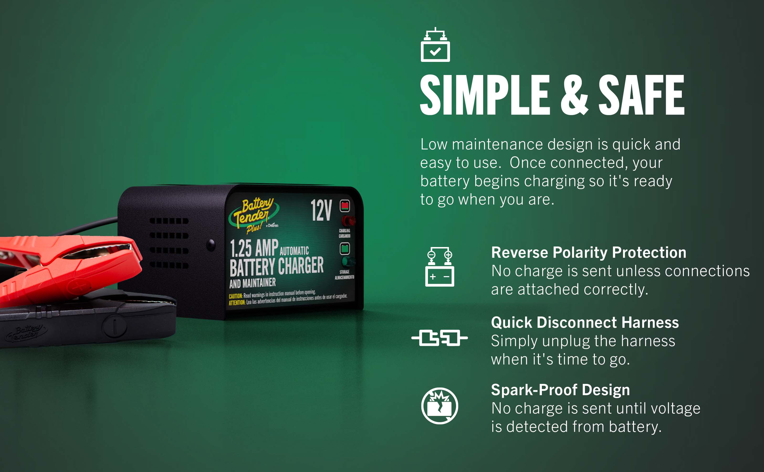 Battery Tender Plus 1.25 AMP 12V Battery Charger and Maintainer - Battery Tender®