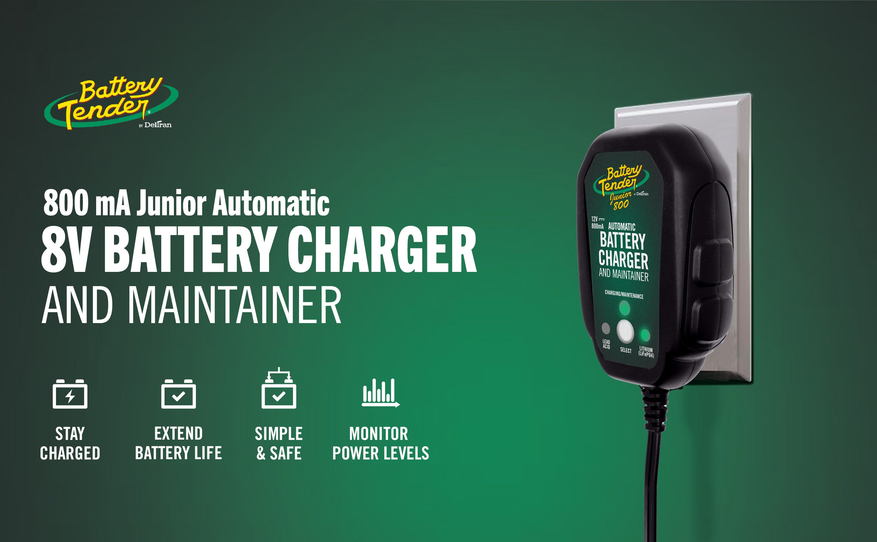 Battery Tender® Junior Multi-Chemistry 12V 1 Amp Battery Charger and Maintainer
