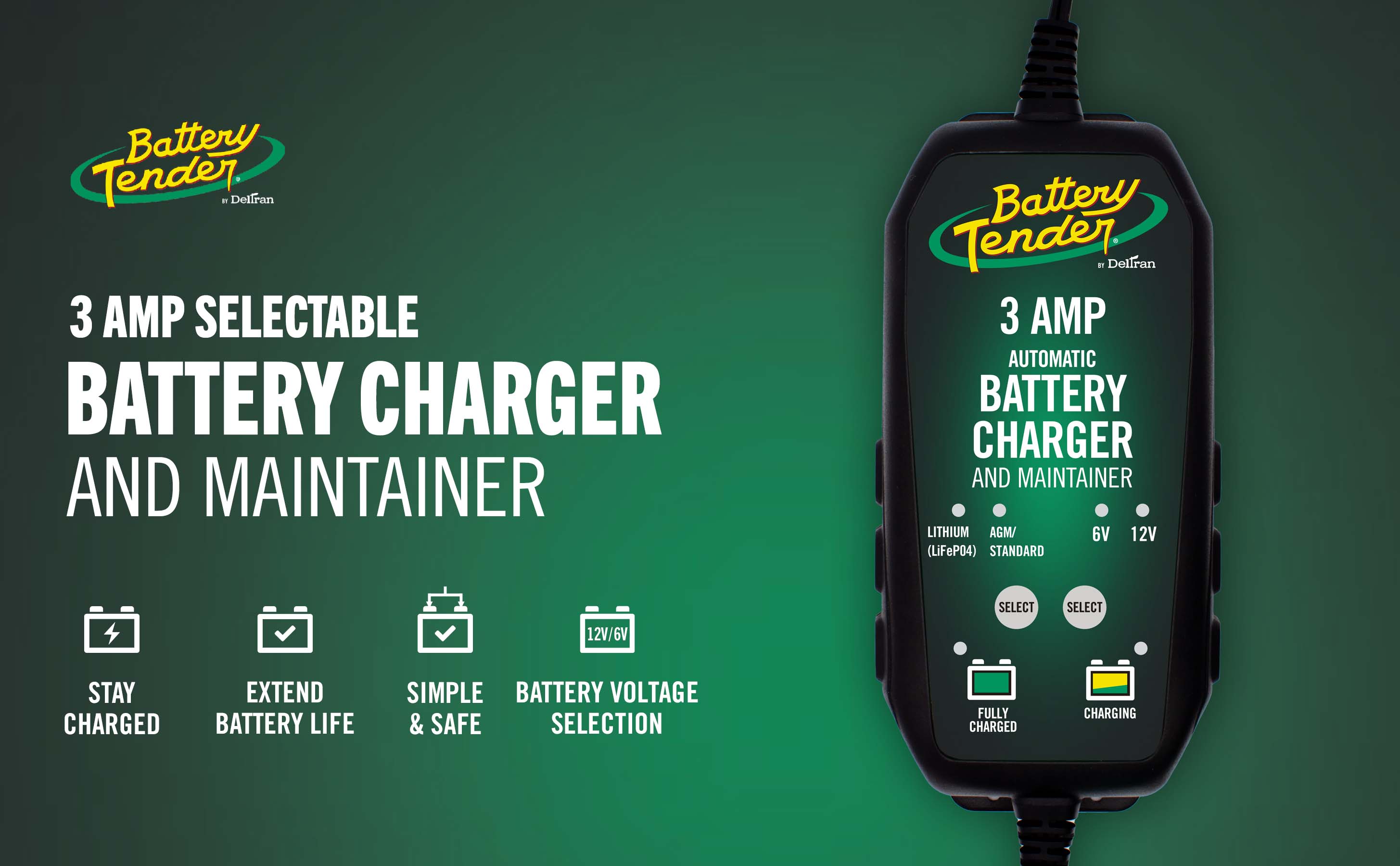 PowerTender® 3 Amp 12V/6V Battery Charger and Maintainer