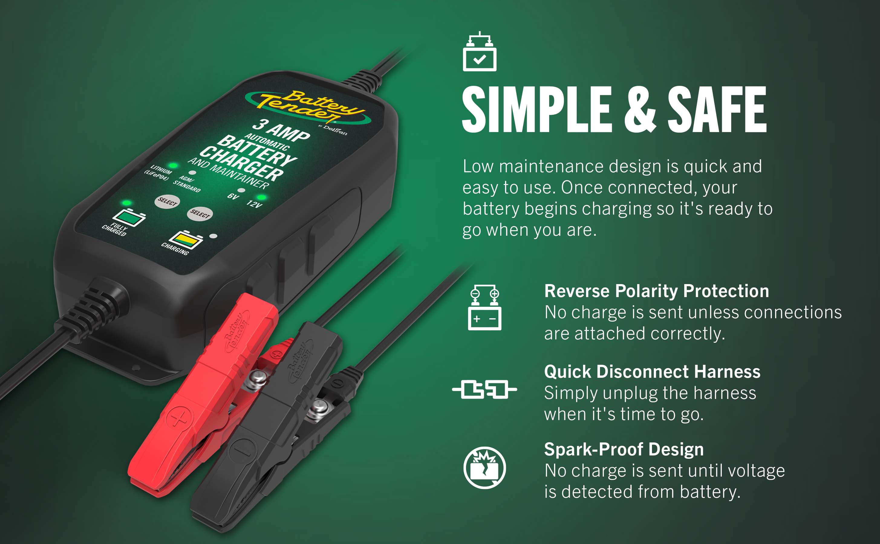 PowerTender® 3 Amp 12V/6V Battery Charger and Maintainer