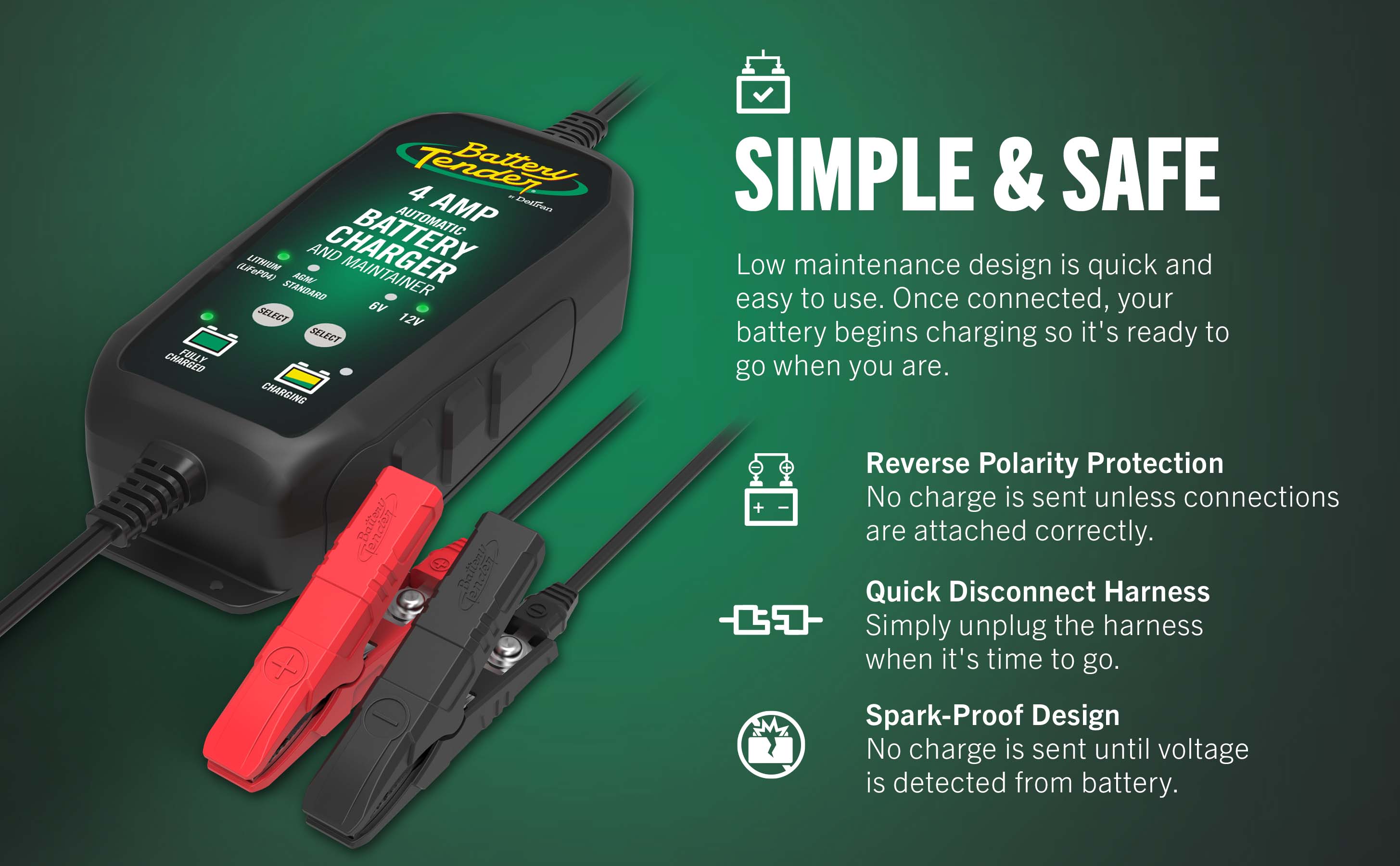 PowerTender® 4 Amp 12V/6V Battery Charger and Maintainer - Battery Tender®