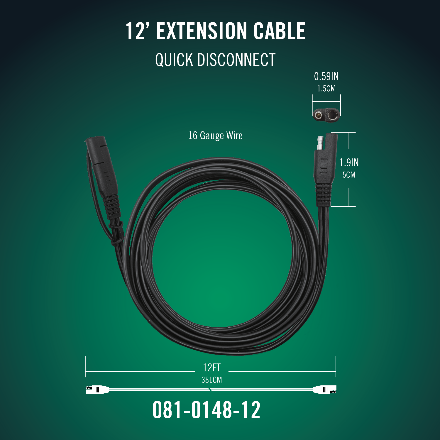 Quick Disconnect  12 Foot Extension Cable 4 Pack - Battery Tender®