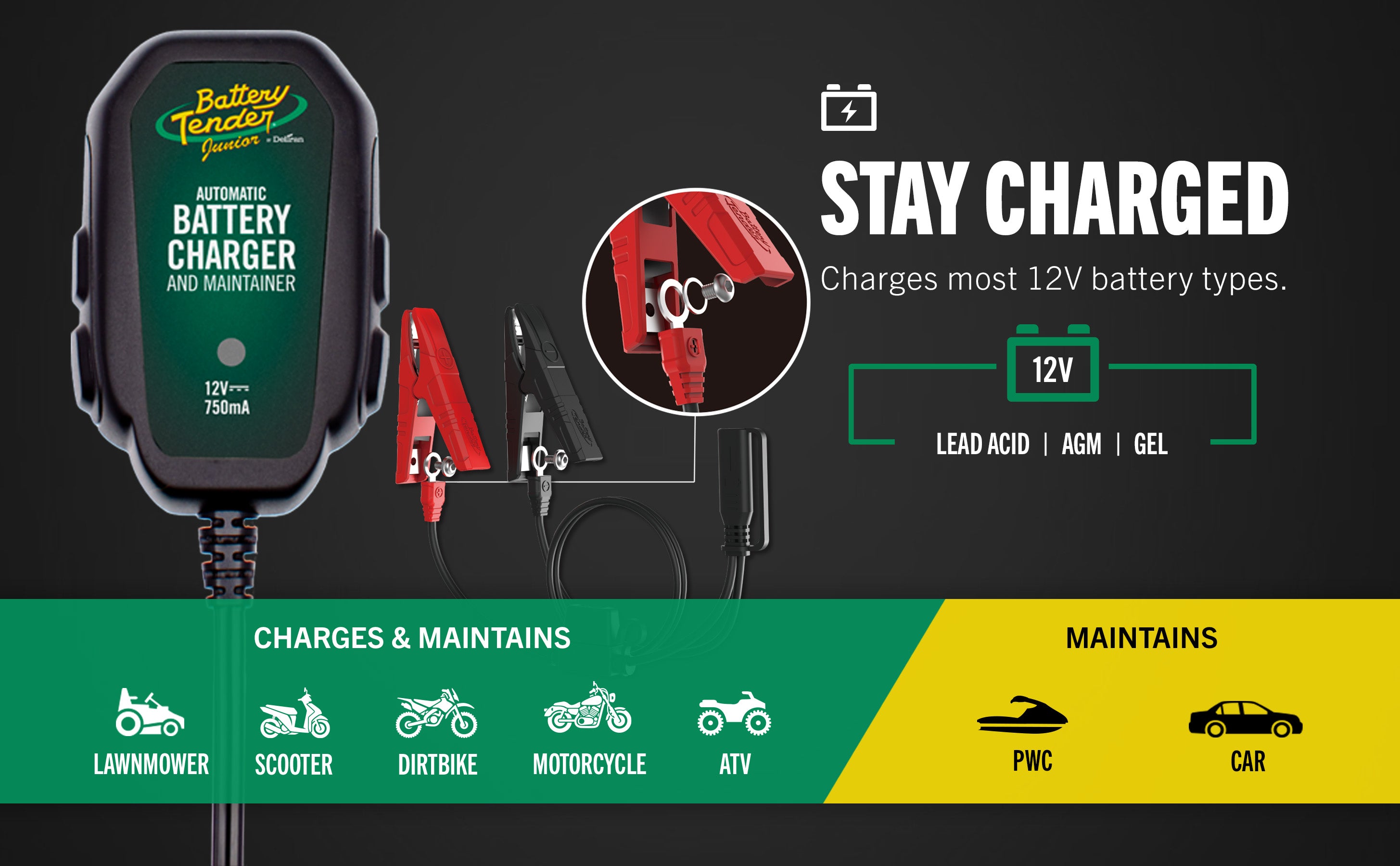 Battery Tender Junior 750mA 12V Battery Charger and Maintainer - Battery Tender®